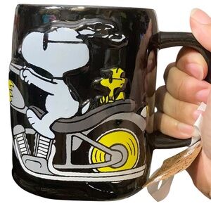 SOLD-NEW Rae Dunn Peanuts Snoopy & Woodstock GO FAST Large 16 ounce Ceramic Mug
